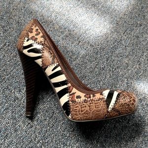 Dollhouse Animal Print Patchwork Heels